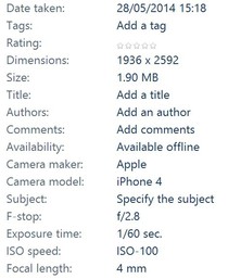 Photographic metadata